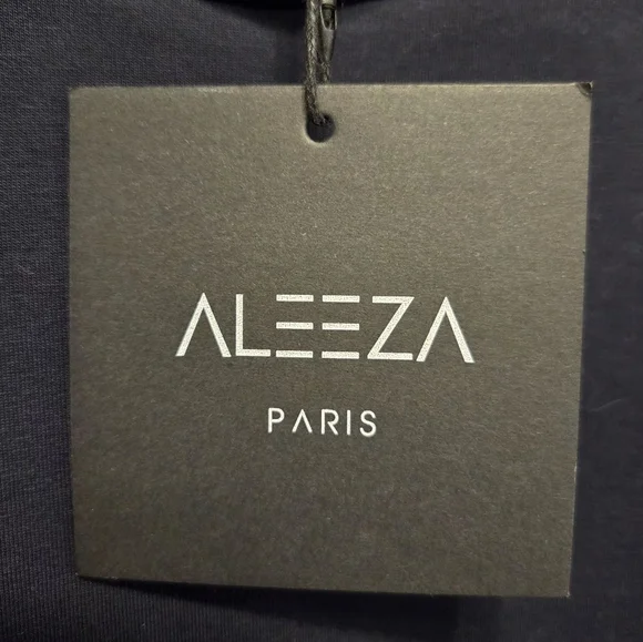 ALEEZA PARIS Elegant Long Sleeve SWEATER Dress- Navy & Light Blue W/ Fringe!! - Picture 2 of 10